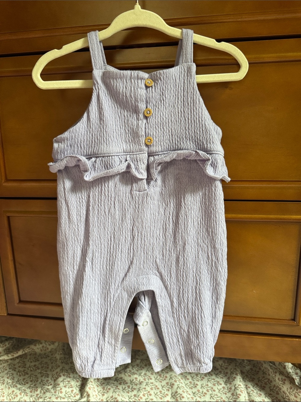 Carter's Light Lilac Ruffle Romper with Button Front